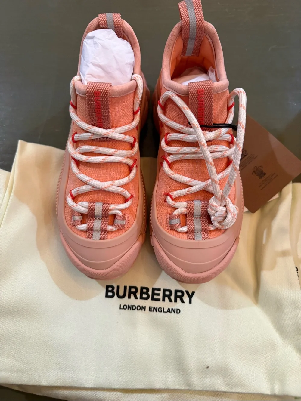 Burberry Kids Peach-Pink Chunky Athletic Sneaker